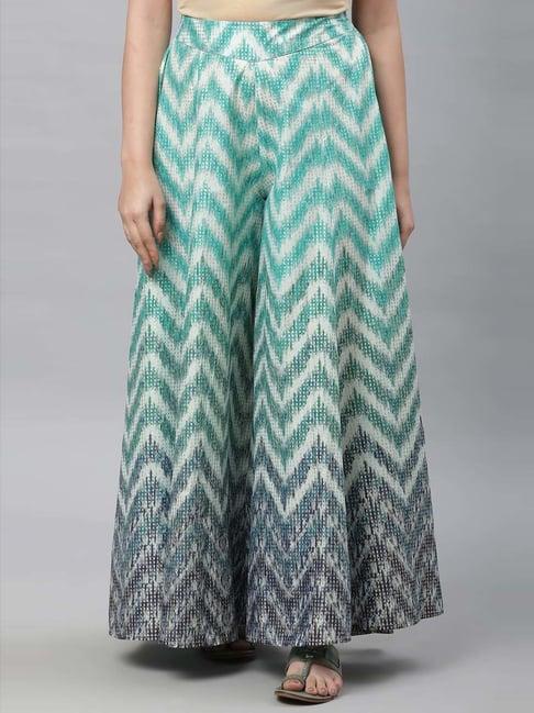 aurelia green cotton printed palazzos