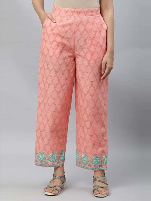 aurelia peach cotton printed palazzos