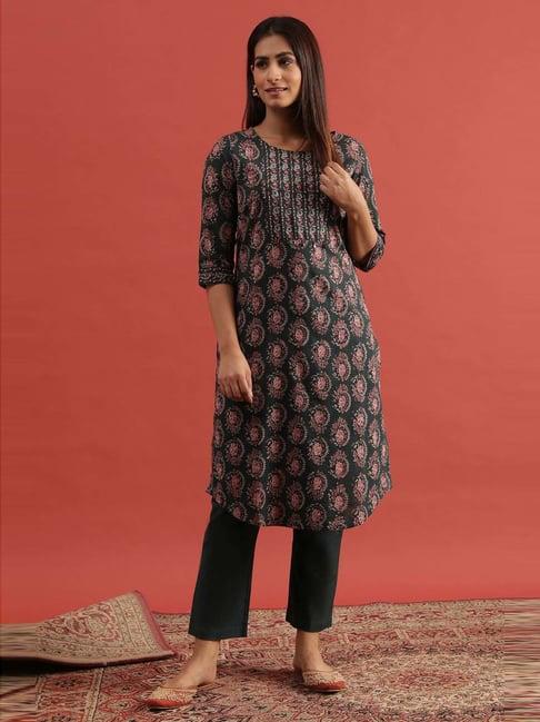 folksong by w green cotton printed straight kurta