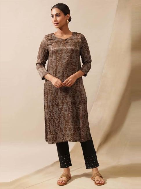 folksong by w brown printed straight kurta