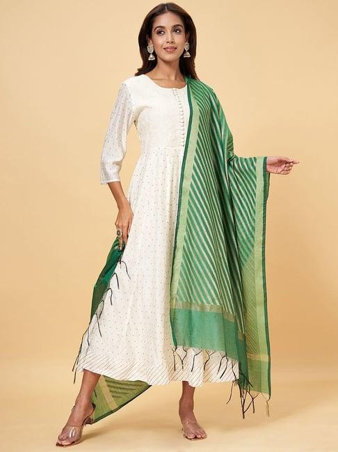 rangmanch by pantaloons green woven pattern dupatta