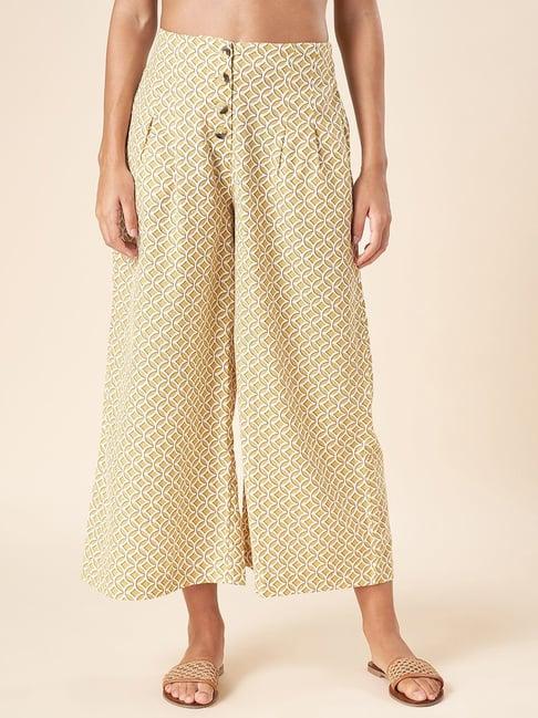 akkriti by pantaloons mustard cotton printed culottes