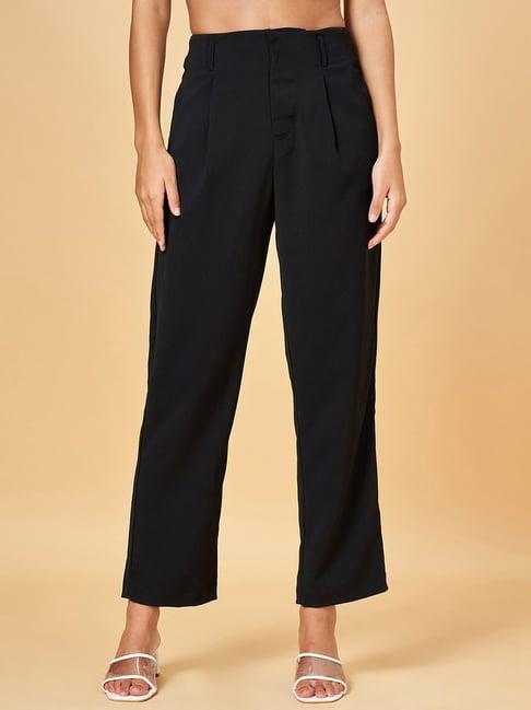 honey by pantaloons black high rise trousers