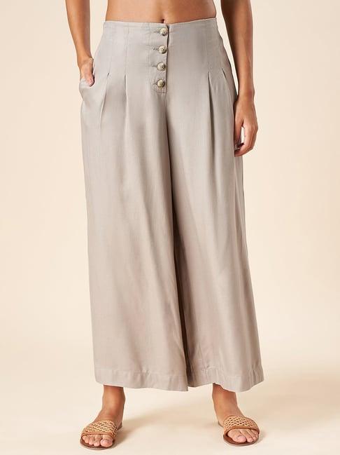 akkriti by pantaloons grey mid rise culottes