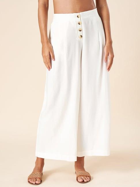 akkriti by pantaloons white mid rise culottes