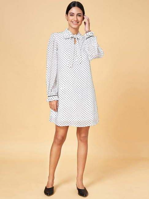 annabelle by pantaloons white self pattern shift dress