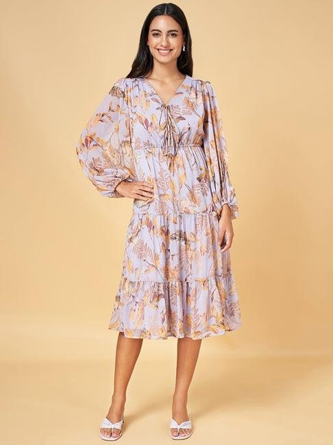 honey by pantaloons lilac printed a-line dress