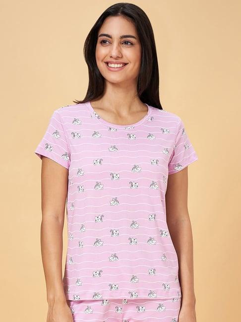 dreamz by pantaloons lilac cotton printed t-shirt