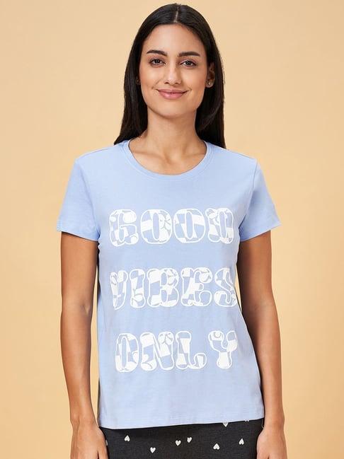 dreamz by pantaloons powder blue cotton graphic print t-shirt