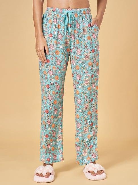 dreamz by pantaloons turquoise printed pyjamas