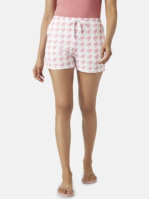 dreamz by pantaloons white & pink cotton printed shorts