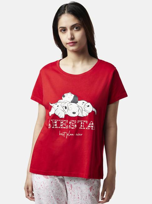 dreamz by pantaloons red cotton graphic print t-shirt