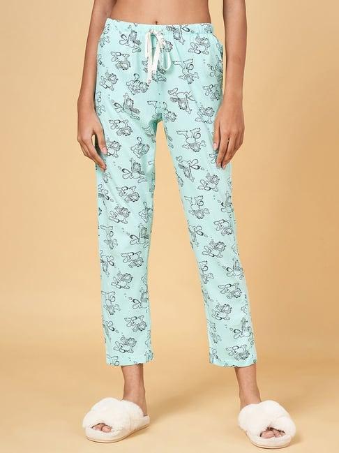 dreamz by pantaloons aqua blue cotton printed pyjamas