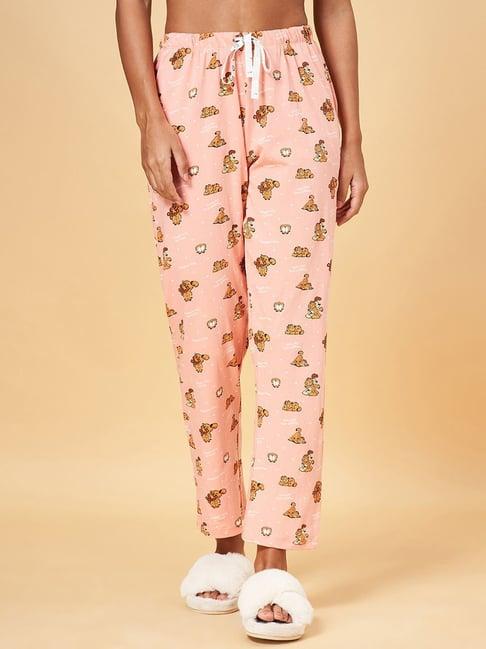 dreamz by pantaloons peach cotton printed pyjamas