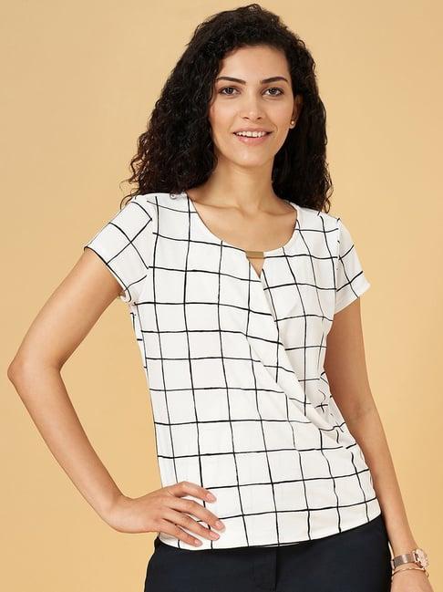 annabelle by pantaloons white chequered top