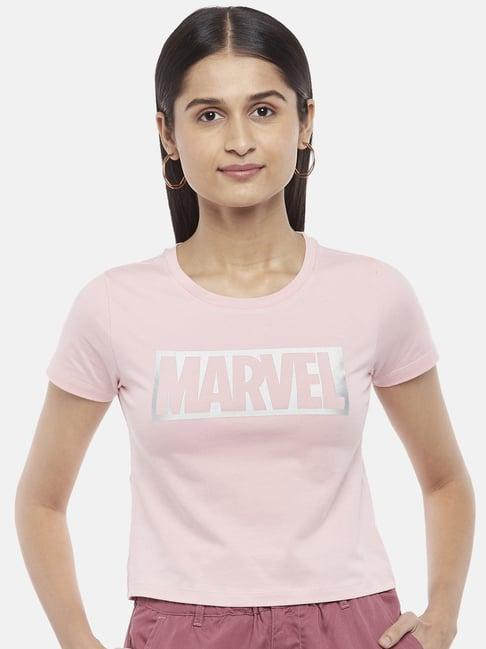 honey by pantaloons pink cotton graphic print top