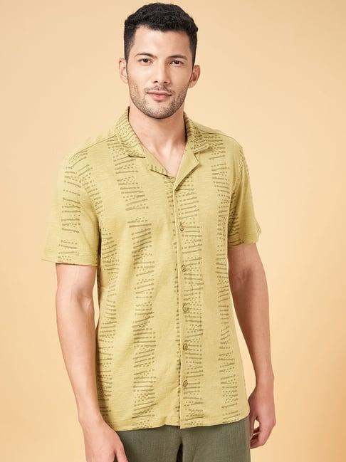 7 alt by pantaloons olive cotton slim fit printed shirt