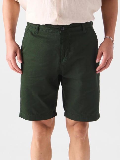 the souled store olive regular fit shorts