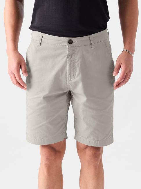 the souled store grey regular fit shorts