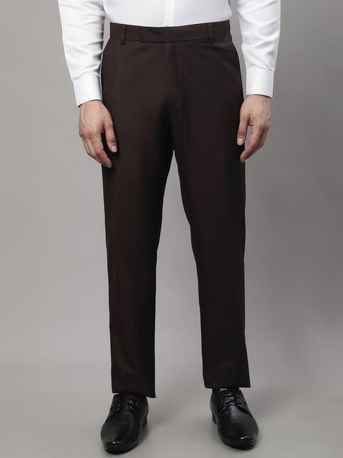 jainish coffee cotton tapered fit trousers