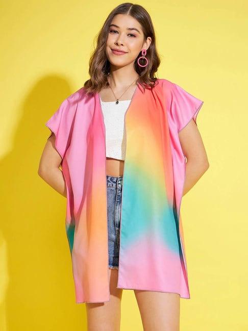 stylestone multicolor rainbow print open shrug