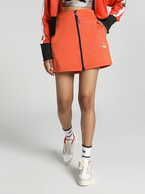 puma orange mini a-line skirt