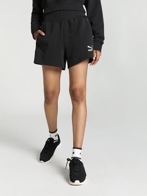 puma black cotton high rise shorts