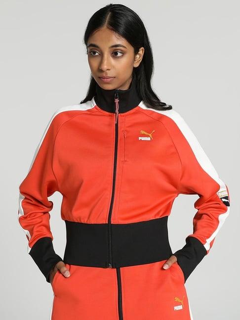 puma orange & black color-block jacket