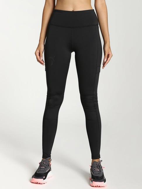 puma black solid high rise tights