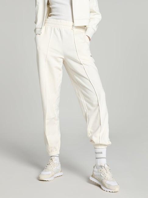 puma off-white cotton high rise sweat pants