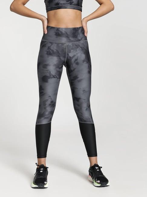 puma black printed sports tights