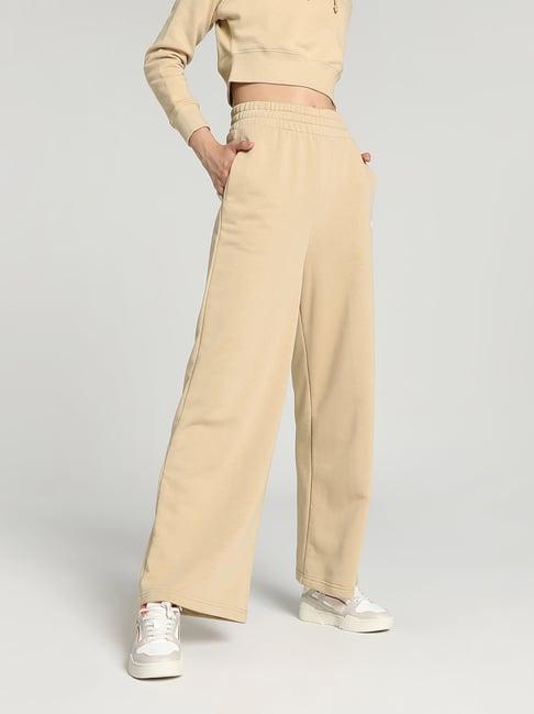 puma beige cotton high rise sweat pants