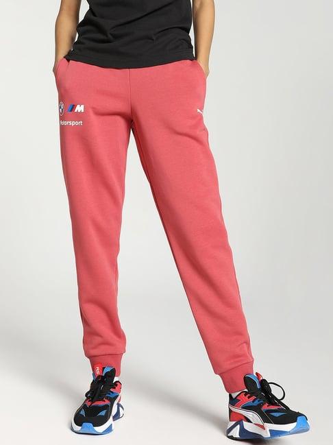 puma red cotton mid rise track pants