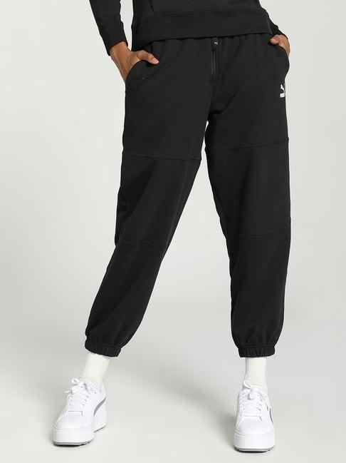 puma black cotton mid rise sweat pants