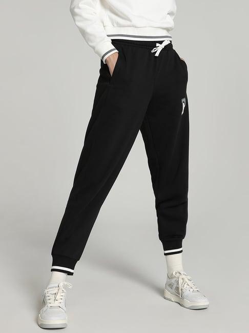 puma black cotton mid rise sweat pants