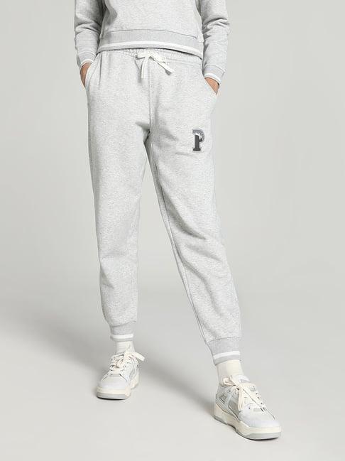 puma grey cotton mid rise sweat pants