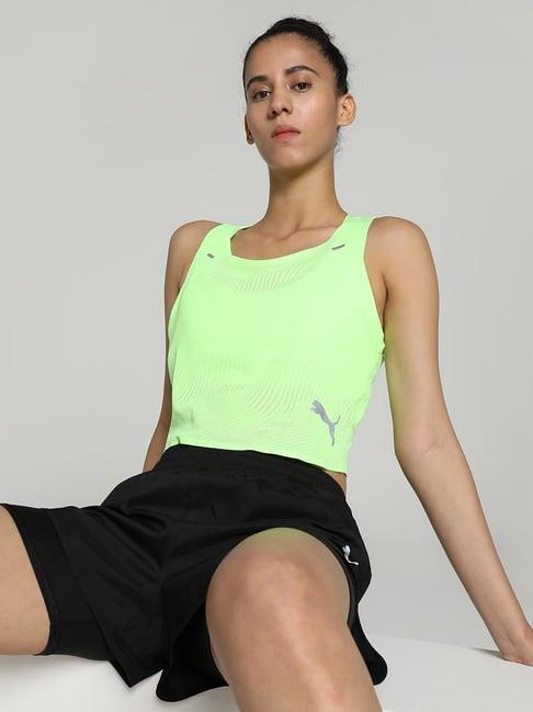 puma neon green logo print tank top