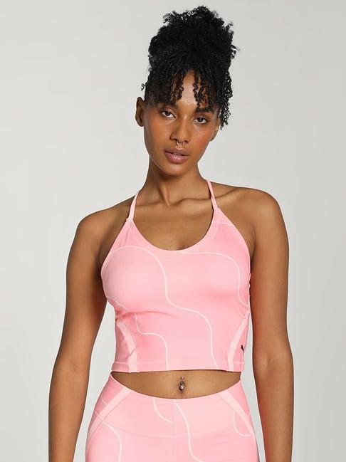 puma pink printed training crop top