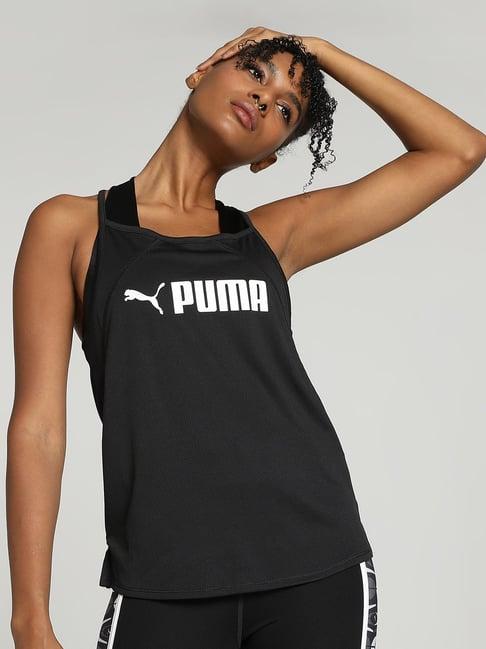 puma black logo print tank top