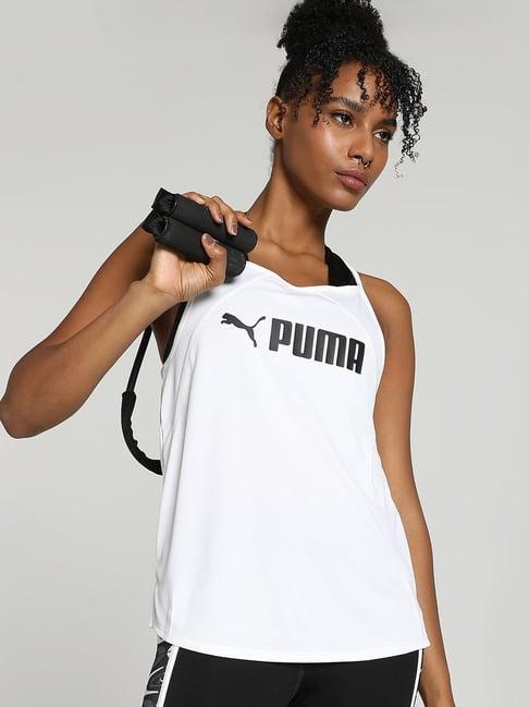 puma white logo print tank top