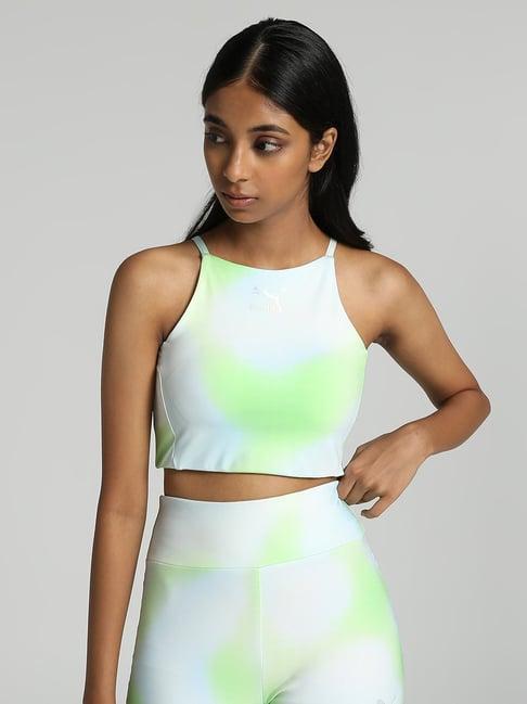 puma green ombre pattern training crop top