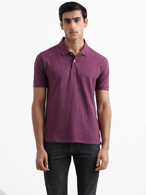 wes casuals by westside solid mauve t-shirt