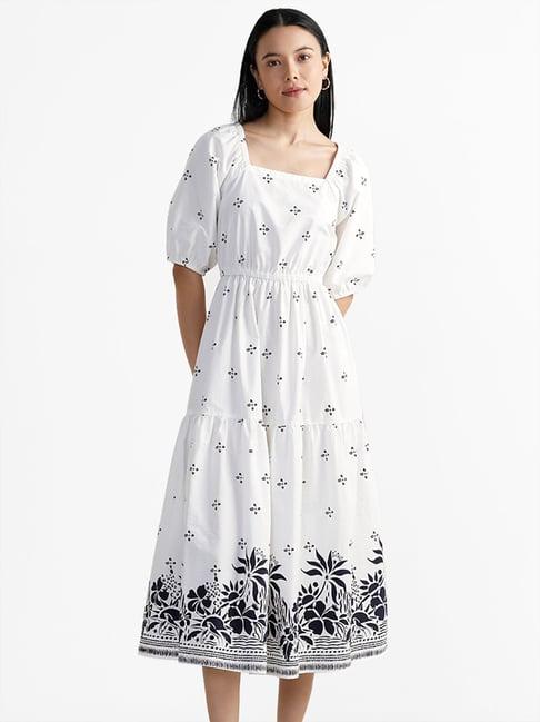 lov by westside floral printed white pop jerry dress