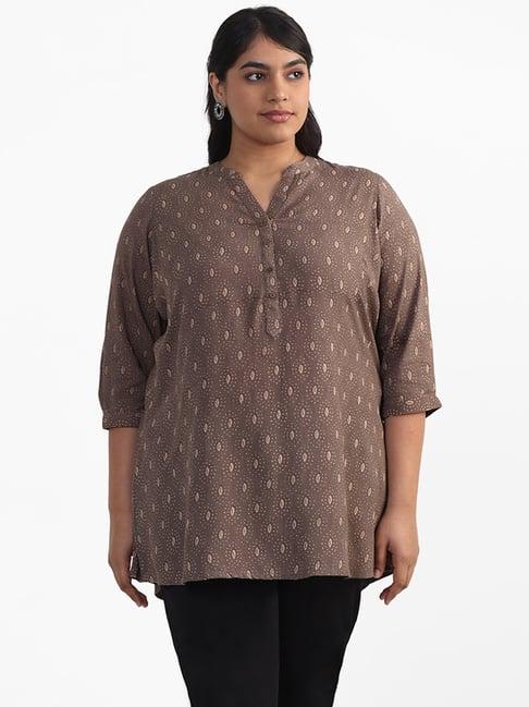 diza by westside brown eye printed tunic