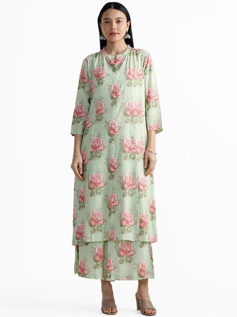 utsa by westside floral printed mint green kurta