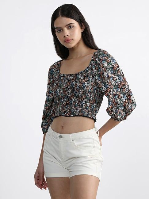 nuon by westside multicolored floral printed crop top