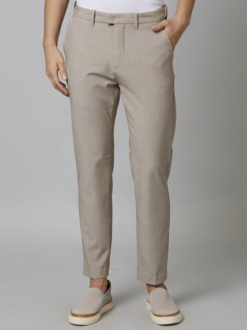 celio* light beige slim fit flat front trousers