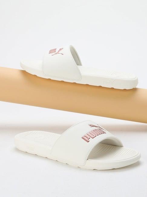 puma women's cool cat 2.0 pristine white slides