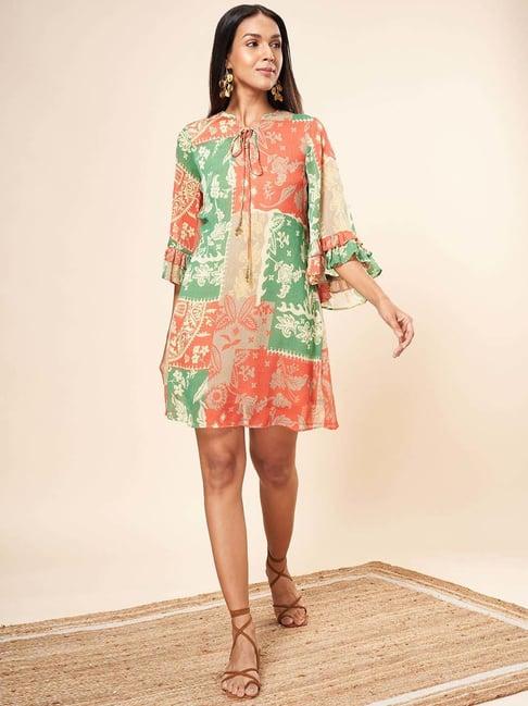 marigold lane multicolored printed a-line dress