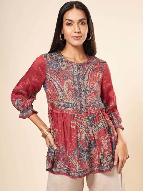 marigold lane red printed top